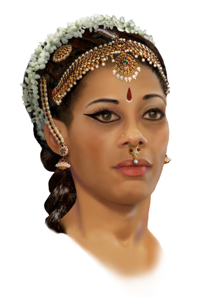 Close-up of the portraiture for this card's character.