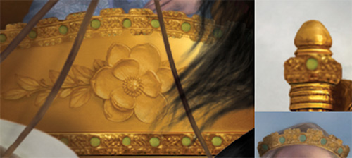 Gold pattern applied to the chariot.