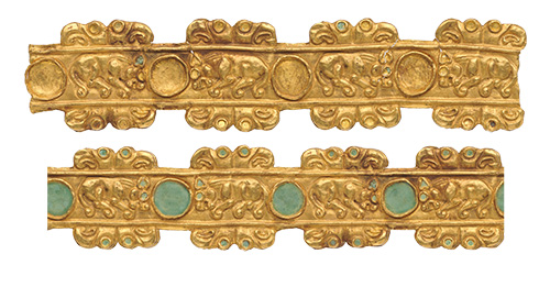 Example of gold artifact repurposed as a repeating pattern.